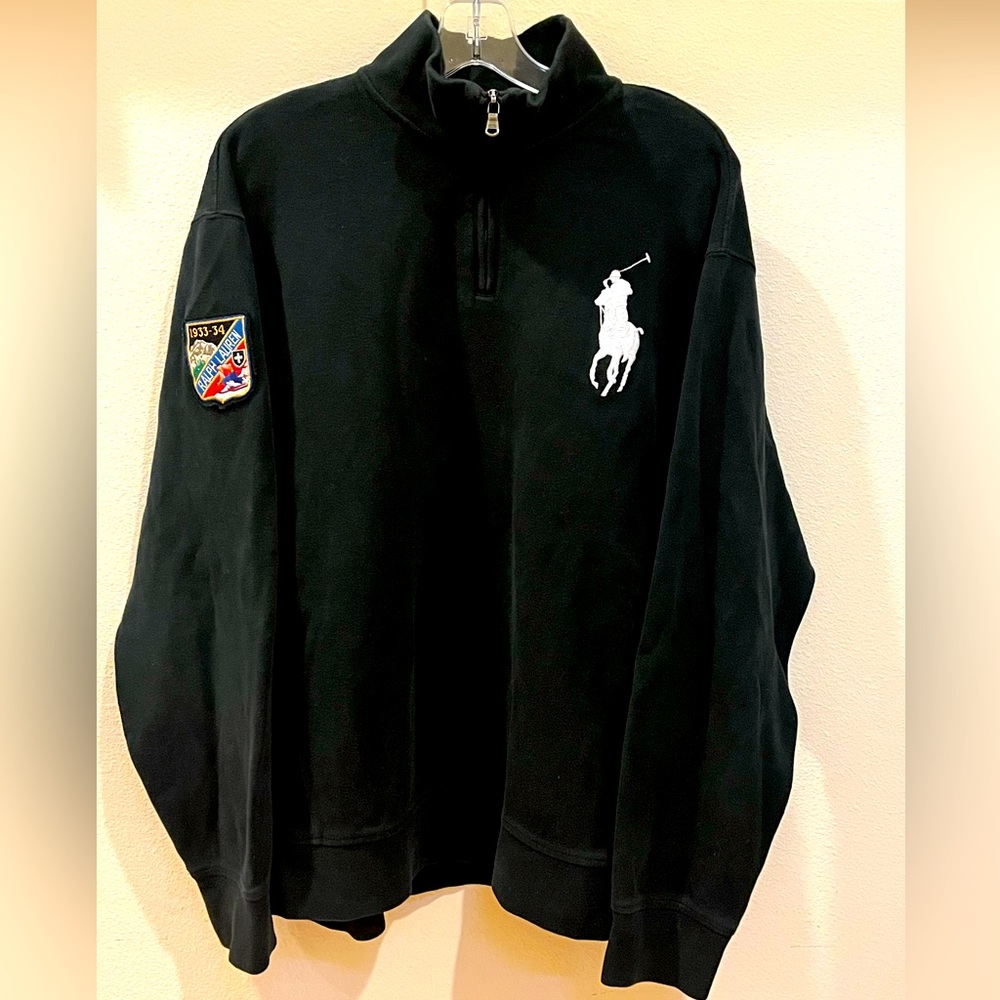 Polo Ralph Lauren Men’s Big Pony 1933-34 1/4 Zip Pullover Ski Sweater Black XL